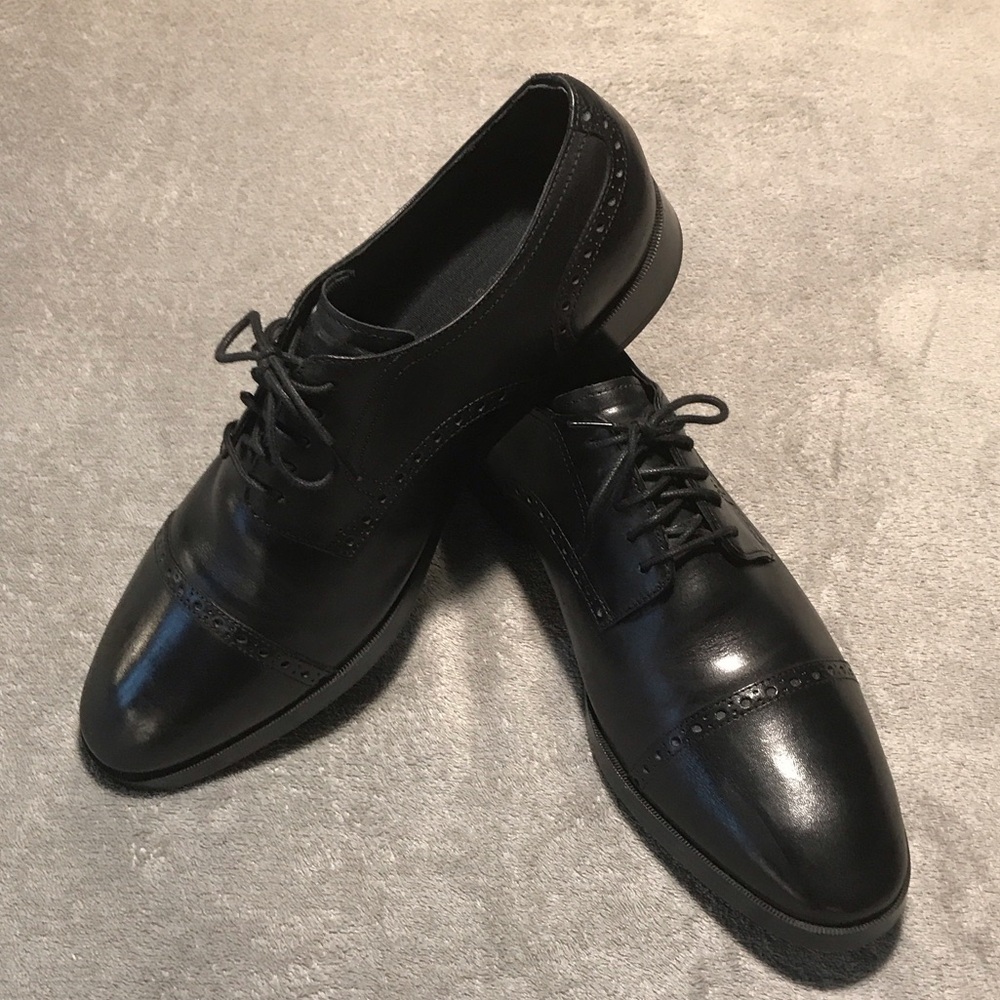 Cole Haan Grand.ØS Black Cap Toe Leather Oxfords